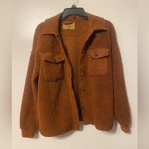 Brown Pink Rose Teddy Jacket